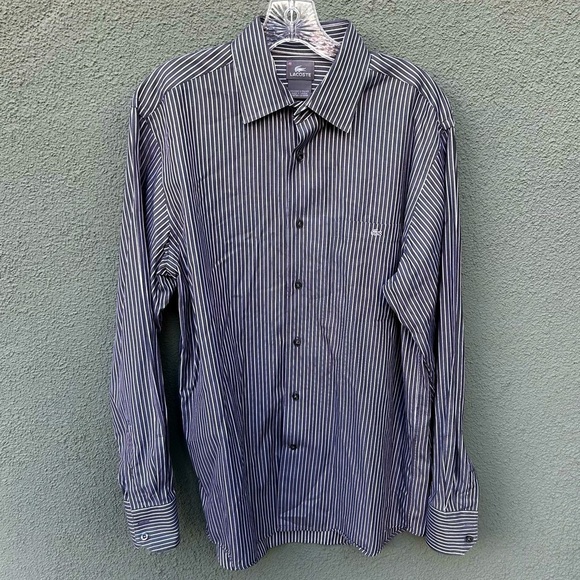 Lacoste Pinstripe Oxford Button Down Collared Shirt | Size 42 - Picture 1 of 9